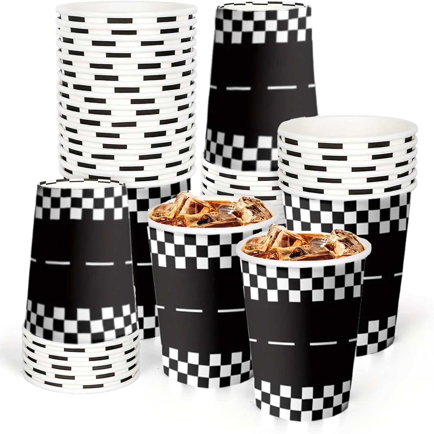 

10/30/50pcs, Creative Plaid Paper Cups, Disposable Cups, Party Decorative Cups, Holiday Birthday Drinkware Tableware