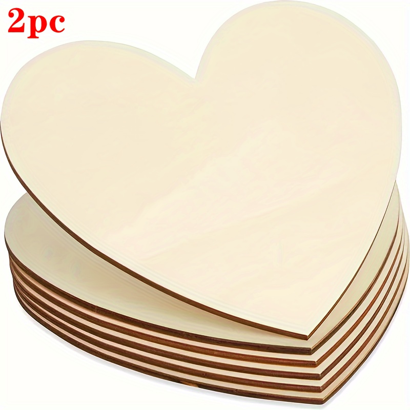 Image of 2pcs Large Wooden Heart Shaped Wood Chips Diy Painting Graffiti Crafts Christmas Wooden Hanging Ornaments Ornaments Holiday Party Birthday Decorations