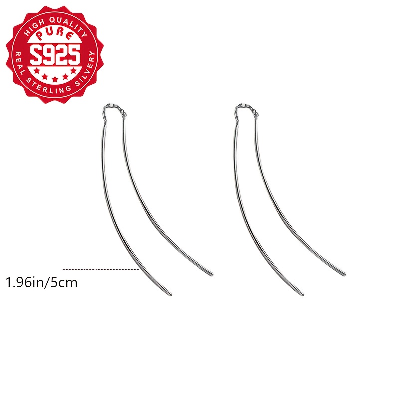 S925 Sterling Silver Wire Hoop Earrings, Lightweight Fashionable