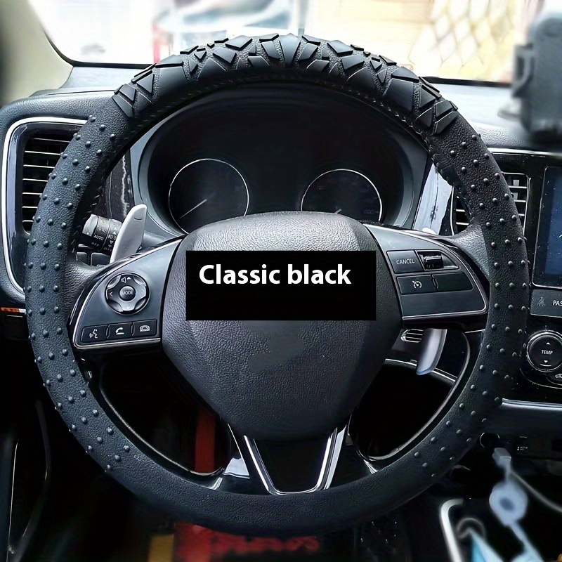 

Silicone Steering Wheel Cover 13"-16.5" - Soft, Elastic Grip With Textured Design For Enhanced Car Interior Decor