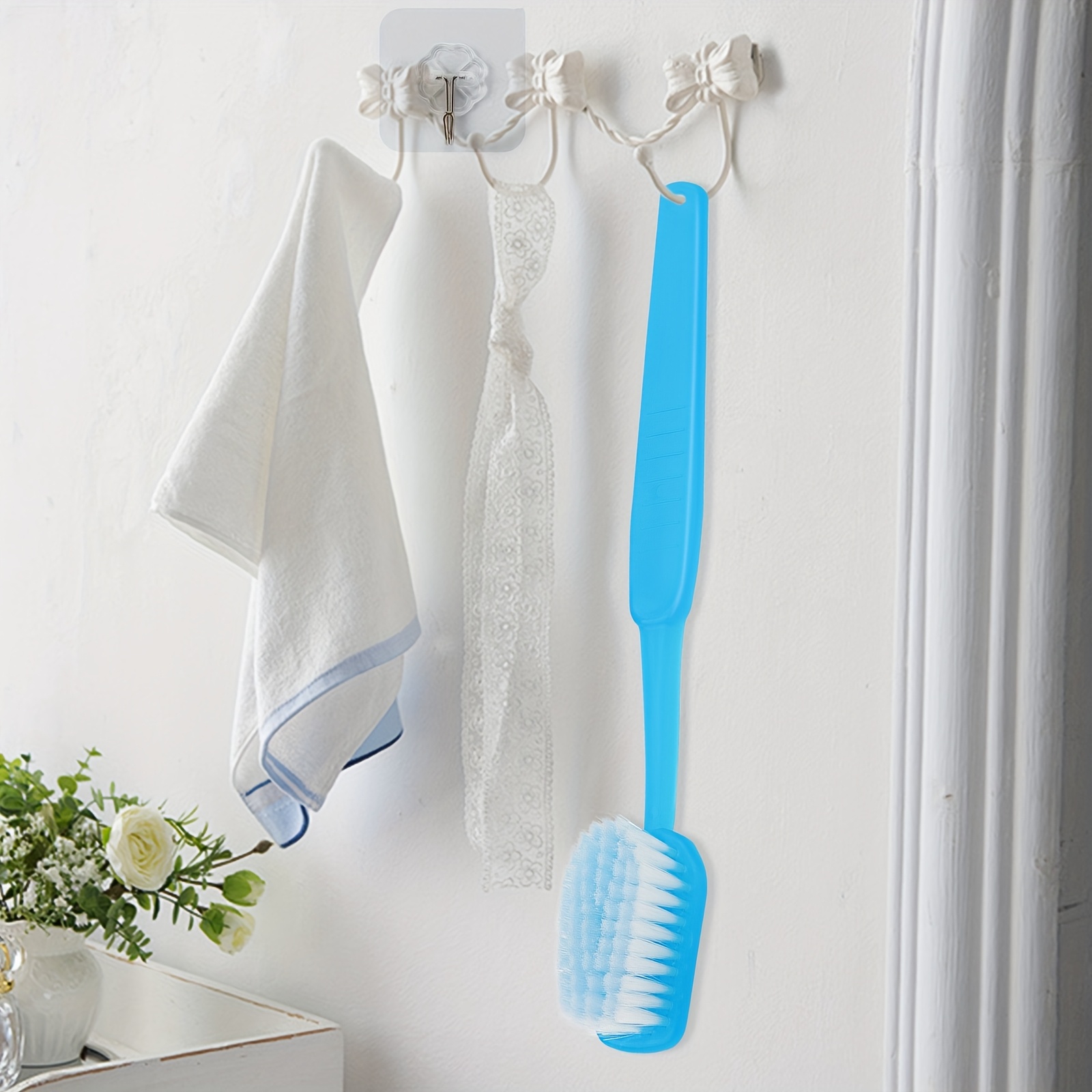 ergonomic long handled bath brush with soft bristles ideal for deep cleansing exfoliation back massage quick dry material   design for shower use Product details 0