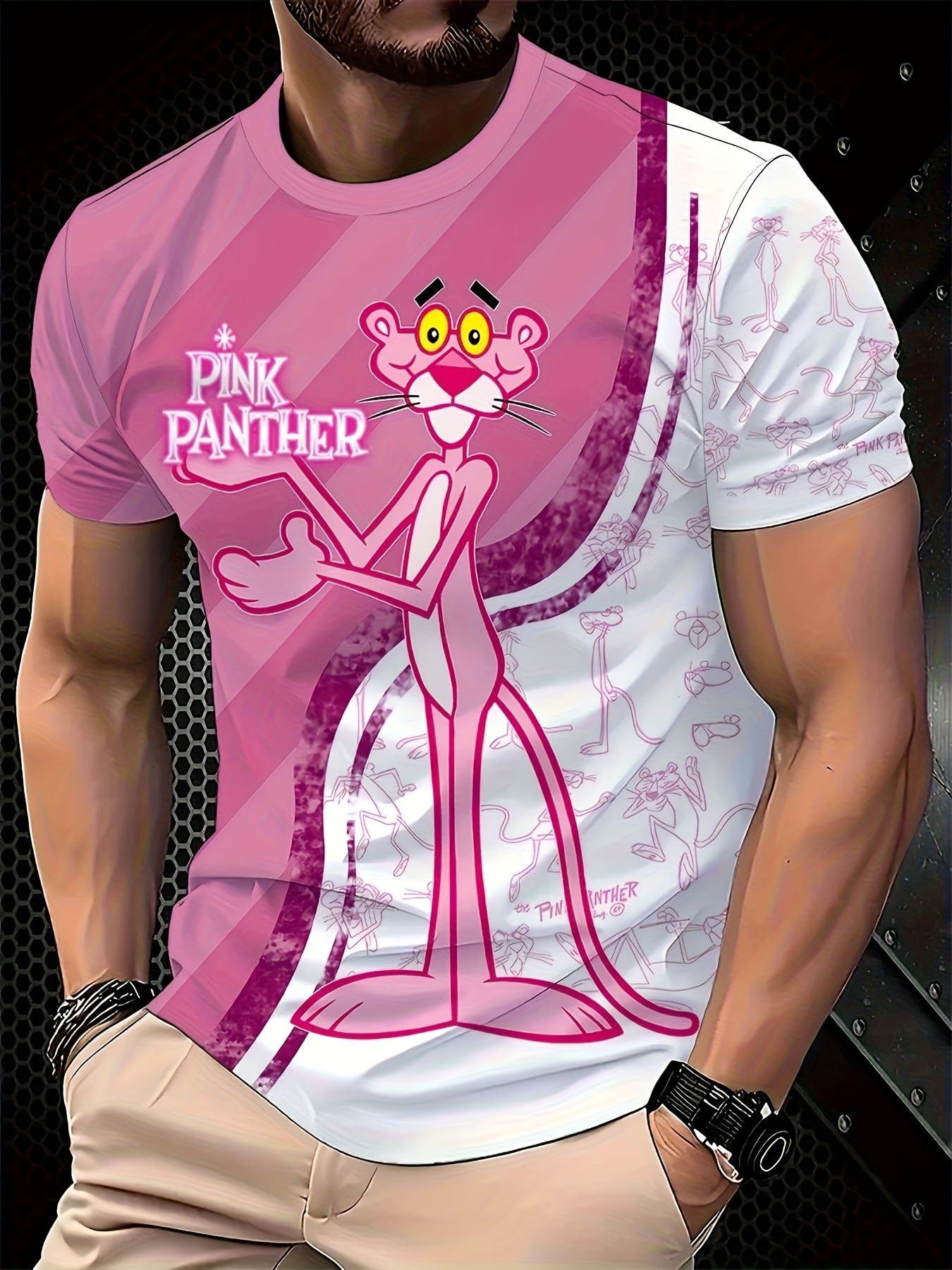 Pink Panthers Shirts Men Pink Panther Print Relaxed Fit Shirt