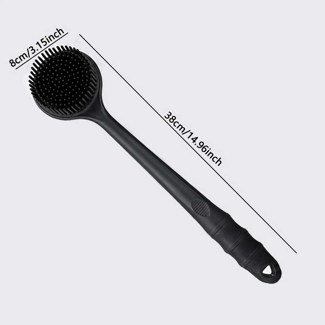 Image of 15-inch Double-sided Back Bath Brush Long Handle Soft Rubber Body Exfoliating Massage Shower Brush For Cleansing
