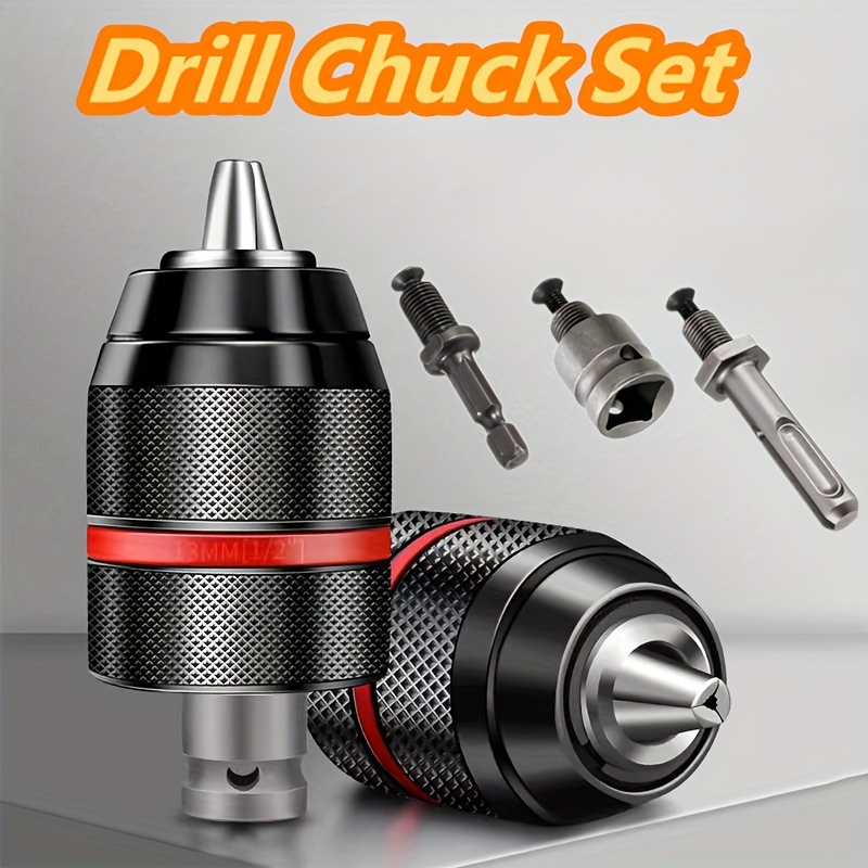 

4pcs Heavy Duty Drill Set With 1/2" Hex Shank - Includes Sds & Square Adapters For , Fits Bits From 1.5mm To 13mm