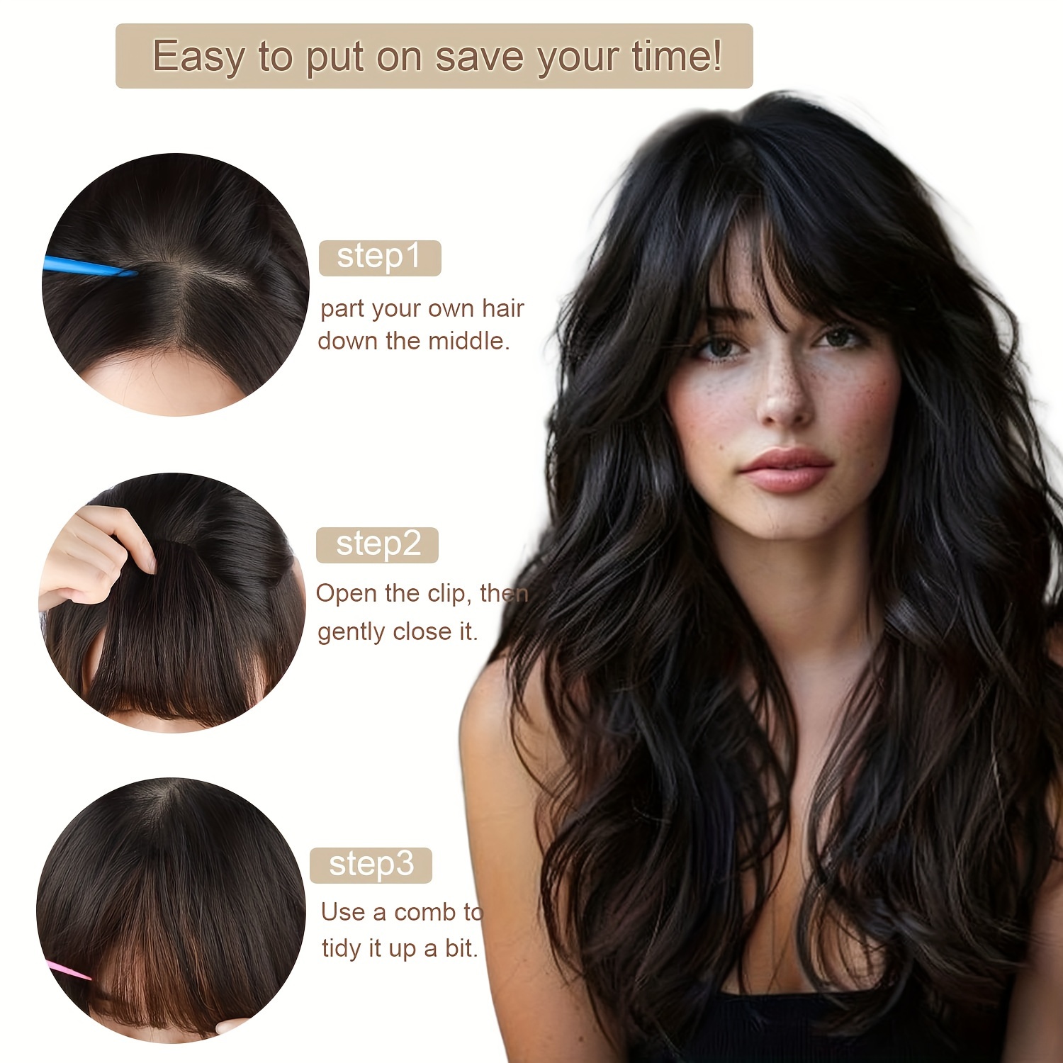 100 real hair clip style bangs with storage box thin bangs clip   bangs sideburns and fine bangs hair extension suitable for womens daily   accessories details 11