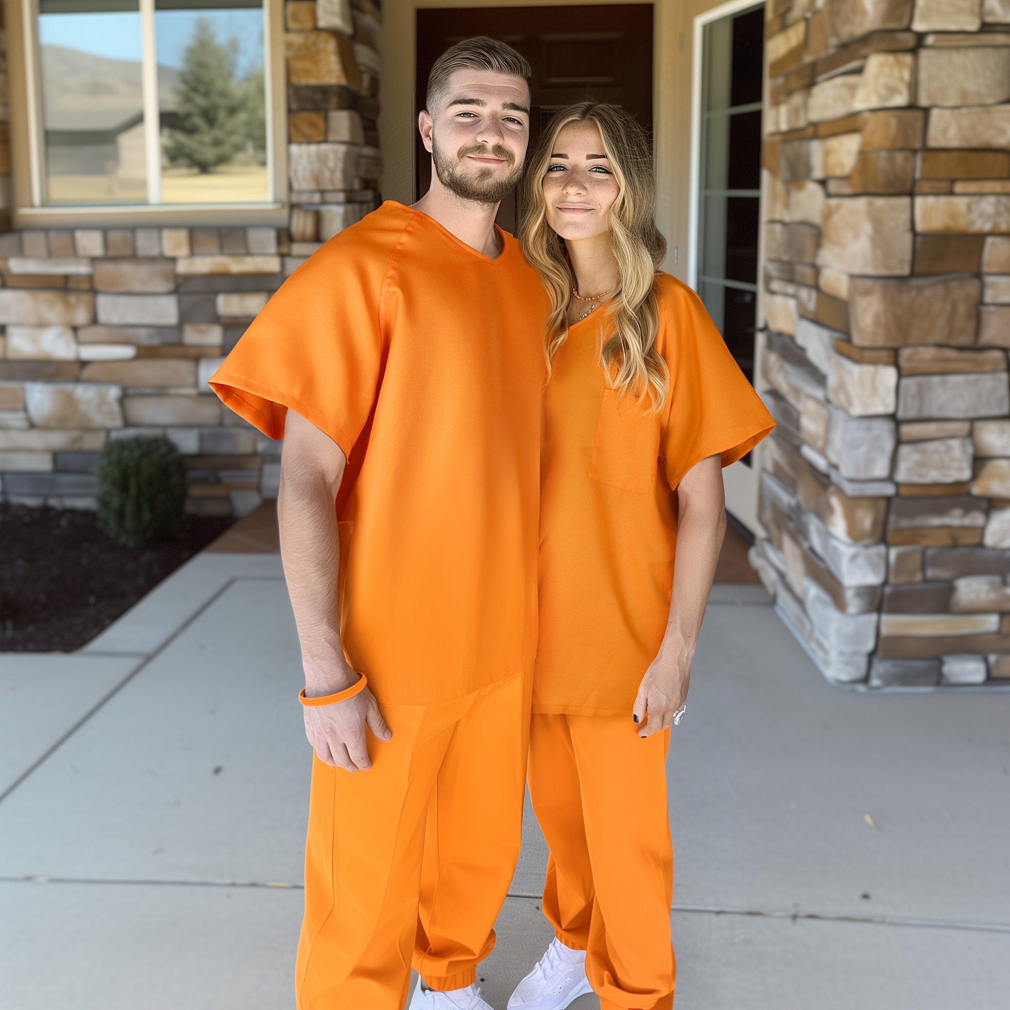 Short Sleeve Orange Prisoner Playsuit *'s Orange Prisoner Jumpsuit