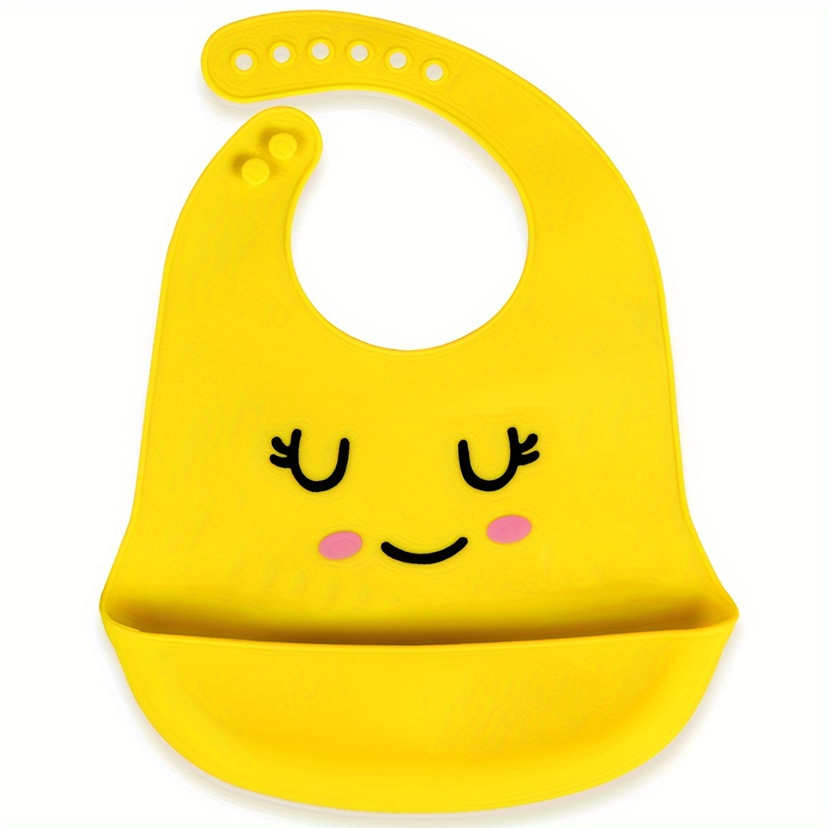 Silicone Baby Bibs Soft Adjustable Waterproof Cartoon Silicone Bibs with Food Catcher Pocket Easily Wipe Clean