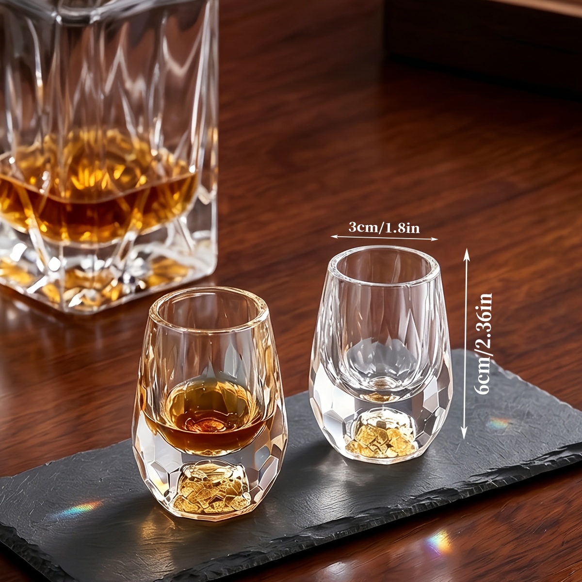 Image of 2/6pcs Golden Mountain Liquor Glasses, Reusable Whiskey, Vodka And Home Bar Decoration Liquor Glasses, Machine Washable, Ideal Gift For Father And Husband