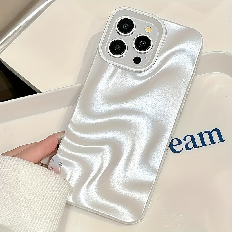 Pearl White Simple Elegant Three-dimensional Water Ripple Design Phone Case