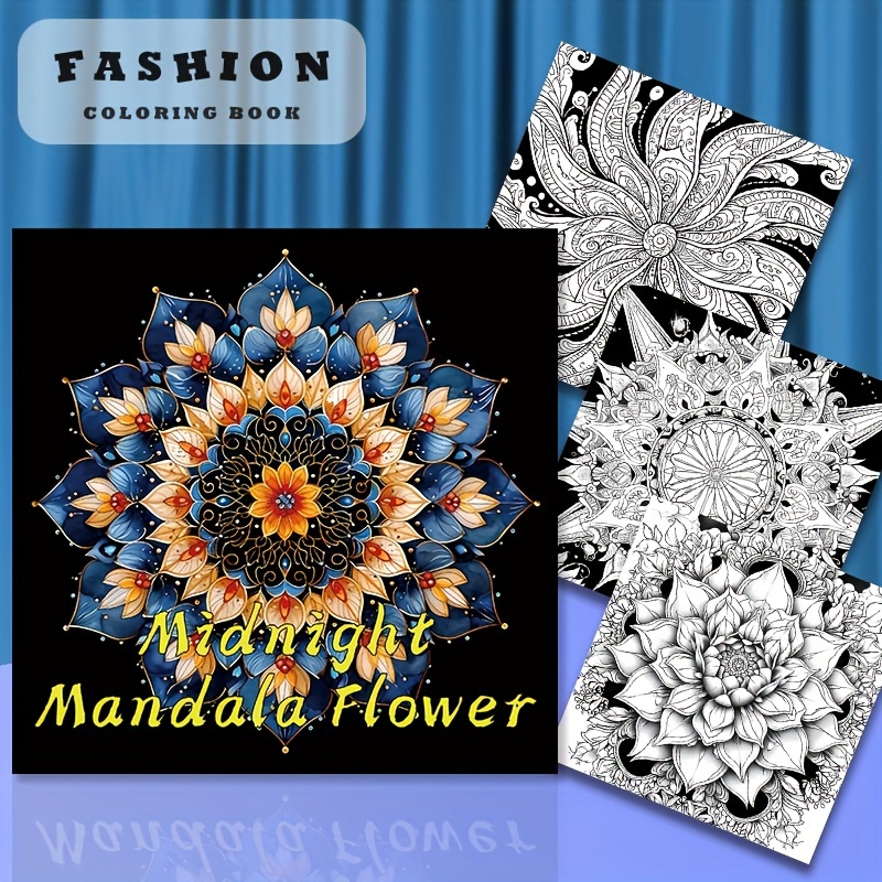 

(innovative, Upgraded, Paper Thickened 22 Pages) 1pc Midnight Mandala Flower Coloring Book, Holiday Birthday Party Gift