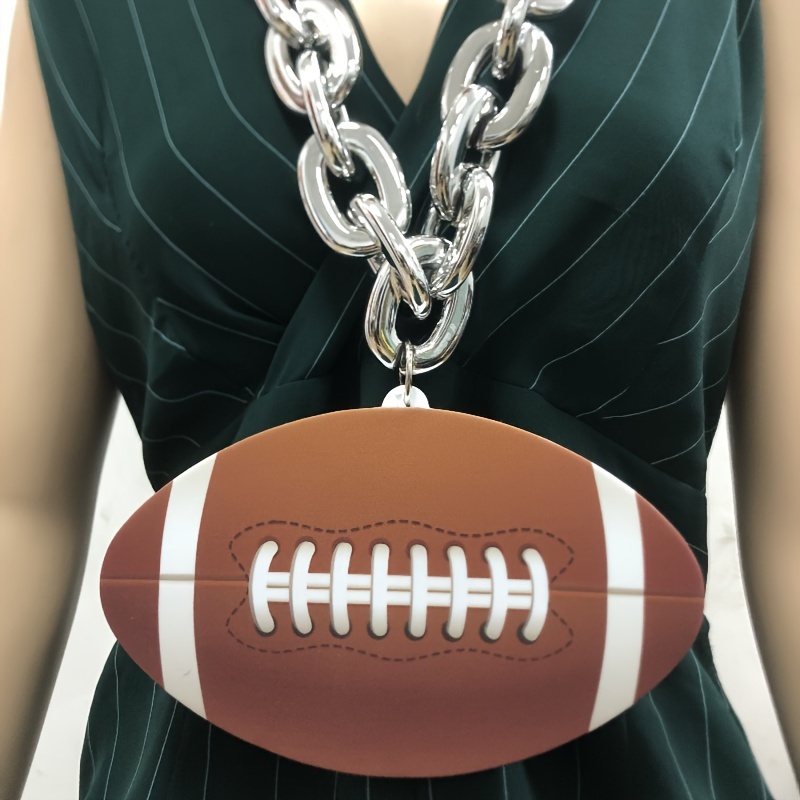 

Football Charm Necklace - 19x12cm, 83cm Chain, Plastic Material, Great For Football Fans And Team