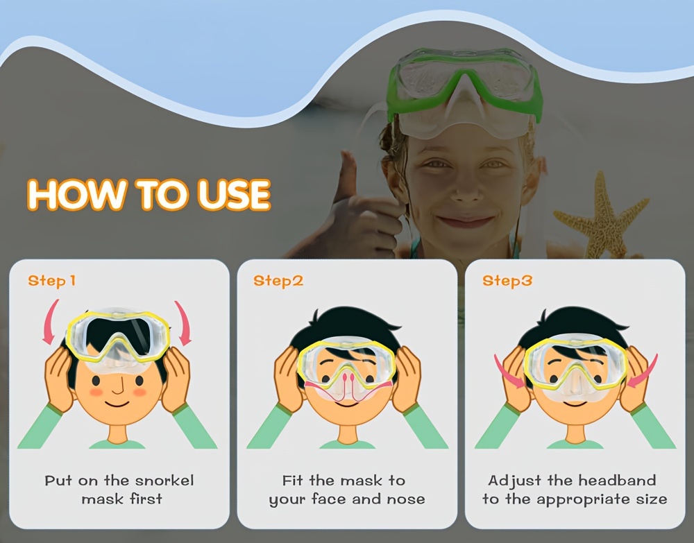 1pc Tri-Fin PC Lens Panoramic Wide Angle Adult Silicone Snorkeling Mask, Swimming Goggles, Leakproof, Easy Adjustment, Suitable for Snorkeling and Swimming Training