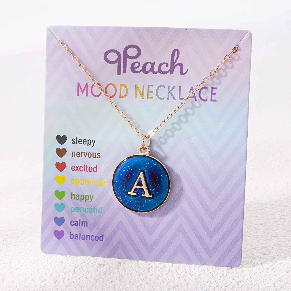 TEMU 1pc Color Changing Enamel Pendant Necklace With Card, Adjustable Chain Jewelry For Girls, Perfect For Festival & Birthday Gift