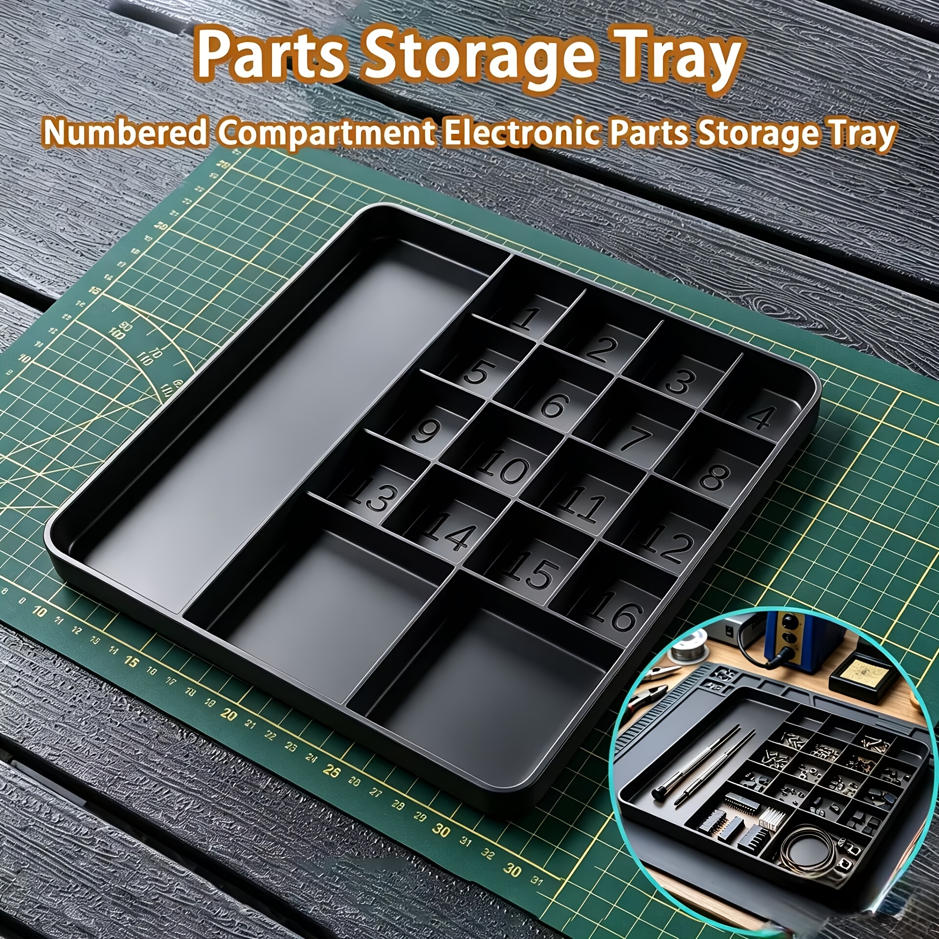 TEMU Plateau de rangement pour grandes pièces à 19 compartiments, organisateur d'outils, boîte de tri compartimentée, plateau à bijoux, rangement de