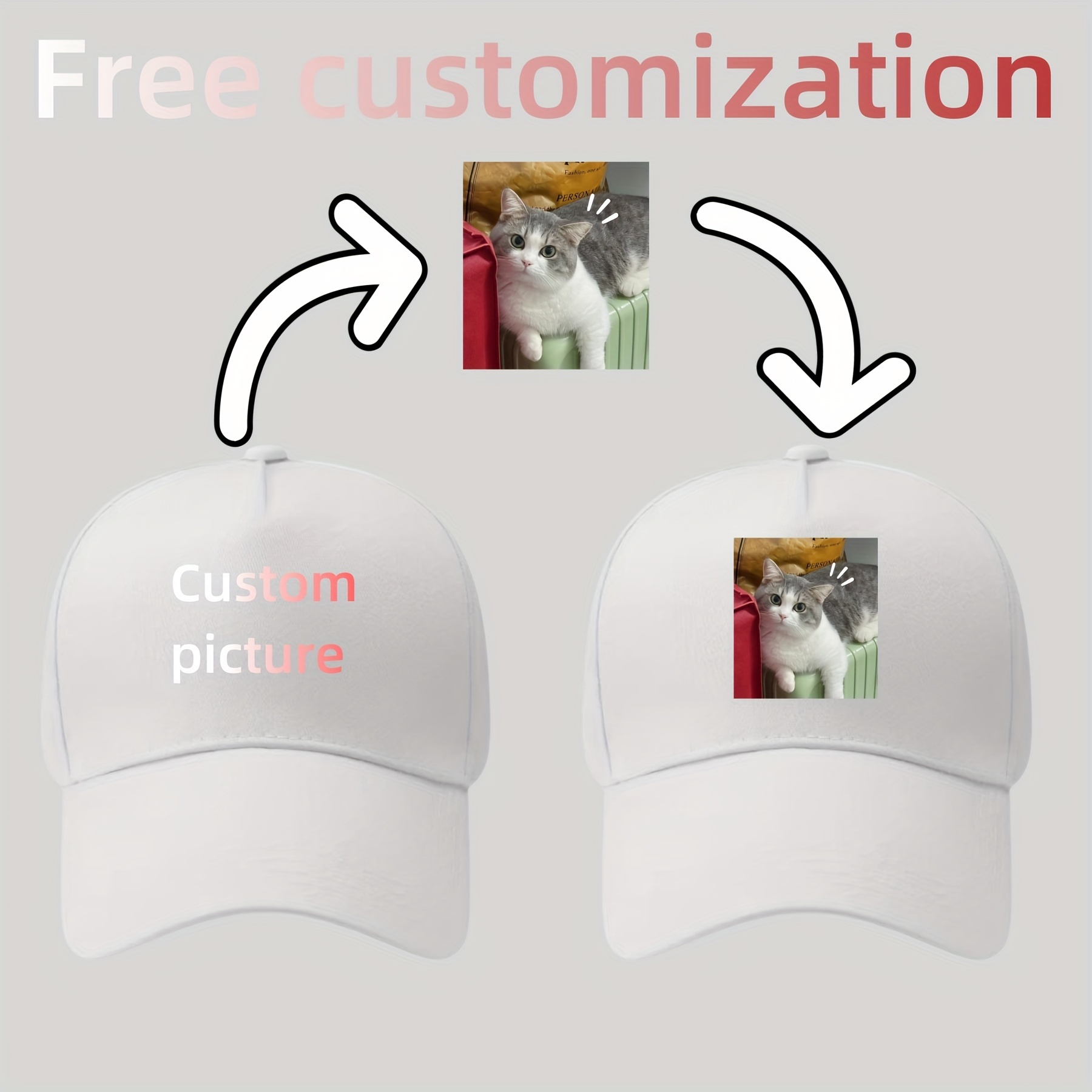 

1pc Customizable Cap, Personalized , Unisex , Hat, Non-stretch, Printed