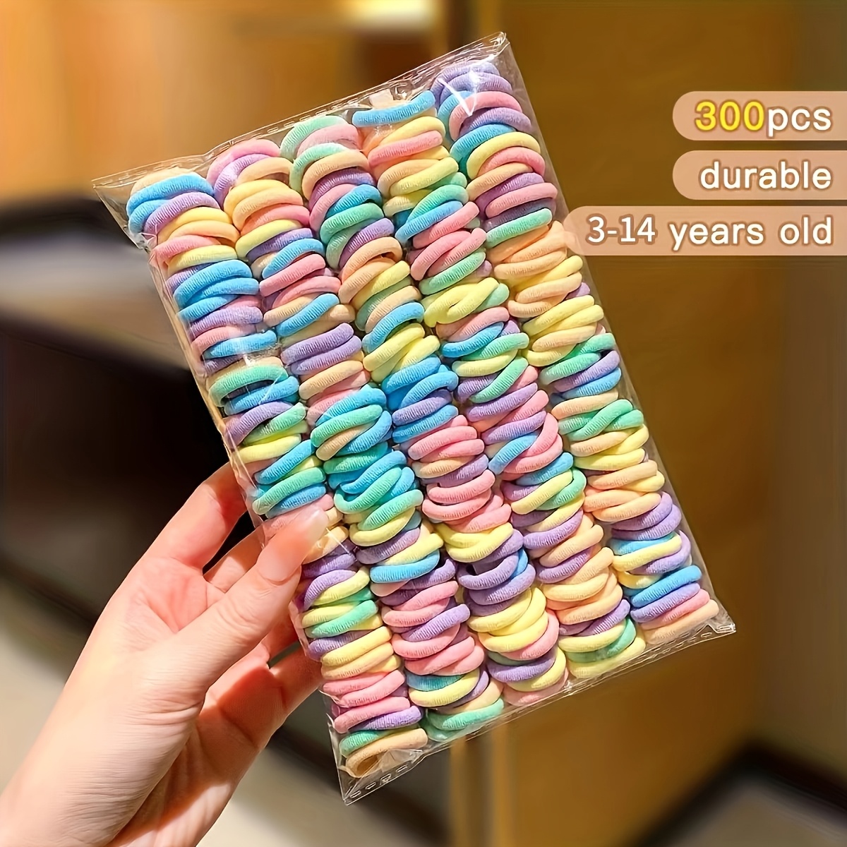 300pcs Colored Elastic Durable Hair Ties, Suitable For Party Holiday , Perfect Gift For Girls