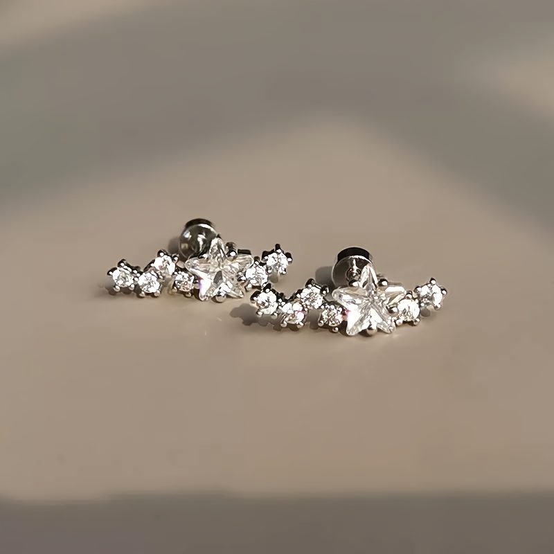 TEMU Boucles d'oreilles à clous tendance, style étoile élégant, parfaites pour avec clous de croix et d'étoile, pile.