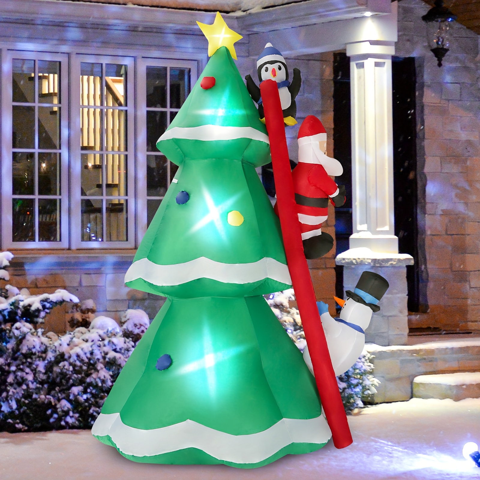 

1 Pc 8ft Inflatables Christmas Green Tree With Led Lights, Blow Up Colorful Holiday Lawn Yard Christmas Inflatable Tree Decoration