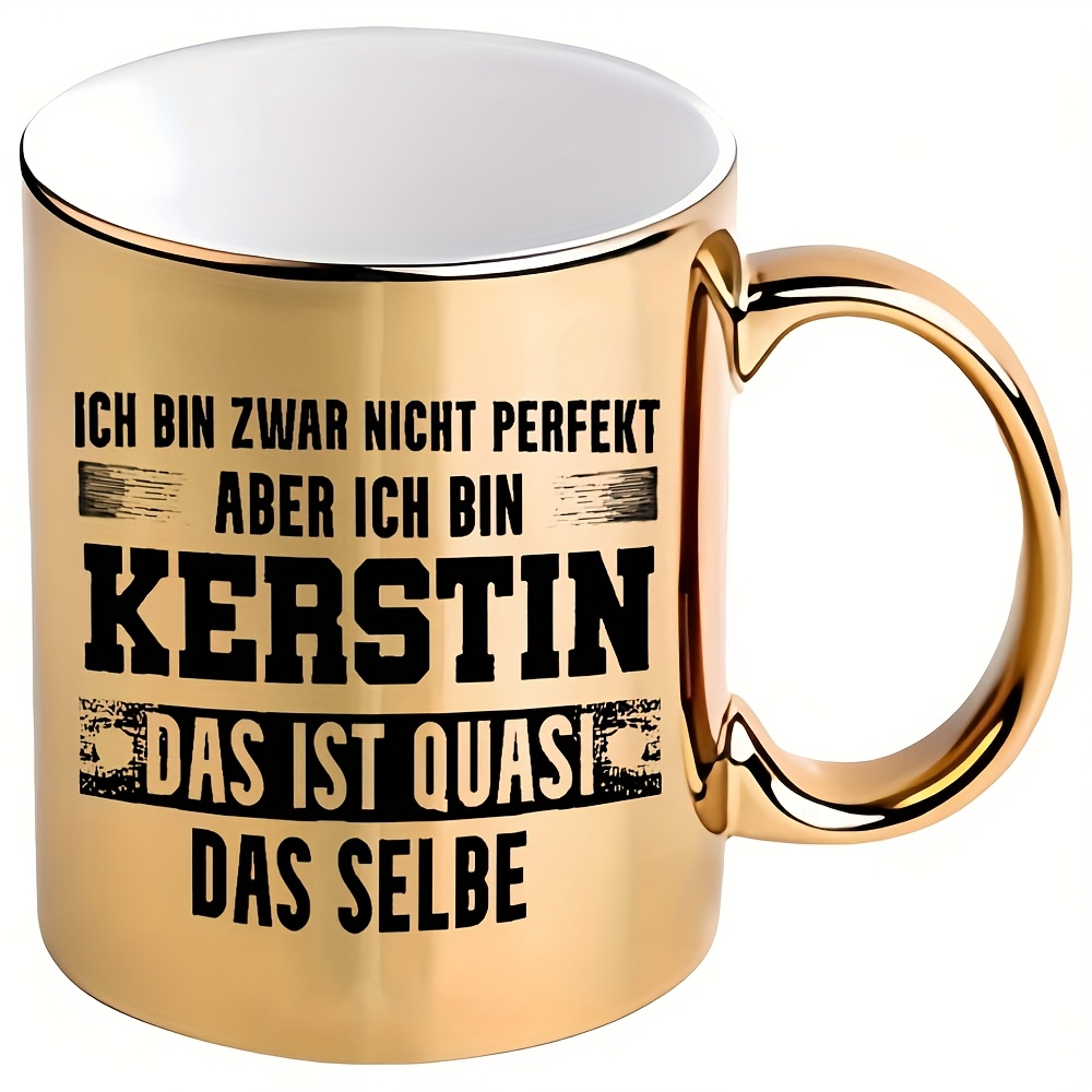 1pc, Text, Humorous Ceramic Mug For Restaurant And Business 11oz (360ml), Coffee Cup For Beverages, In Golden And Silvery, Gifts For Women, Mens Gifts, Perfect Christmas And Halloween Gifts