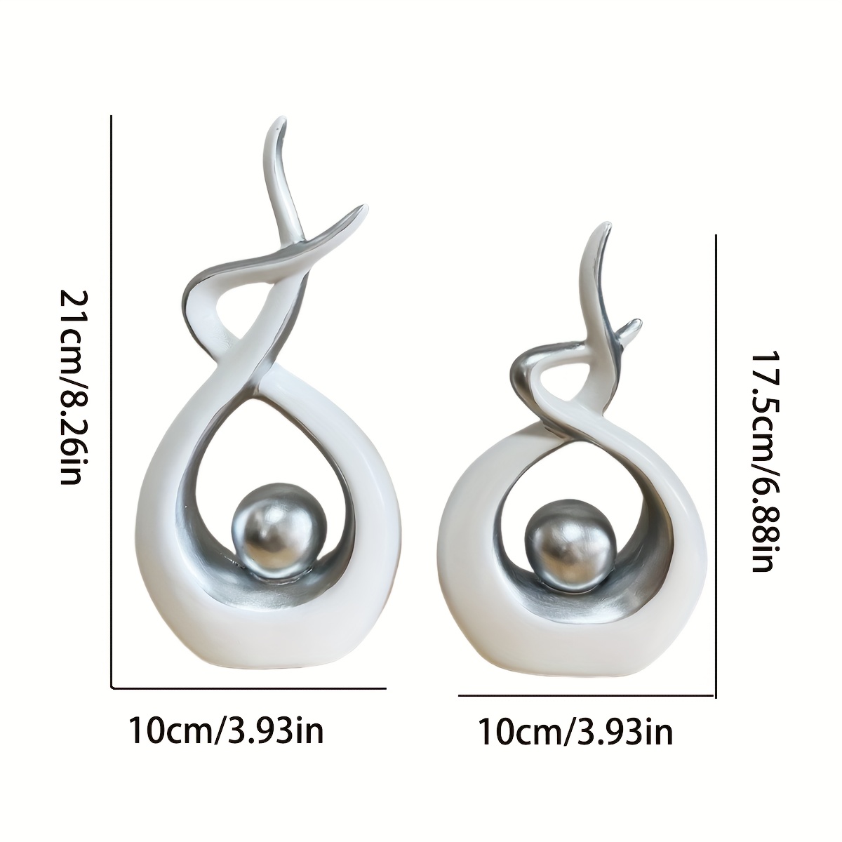 E-shop 2-teiliges Set Moderne Flammenkunst-Abstraktgeometrische Skulpturen, Resin-Dekoration für Schreibtisch oder Esstisch, Wohnzimmerdekoration,