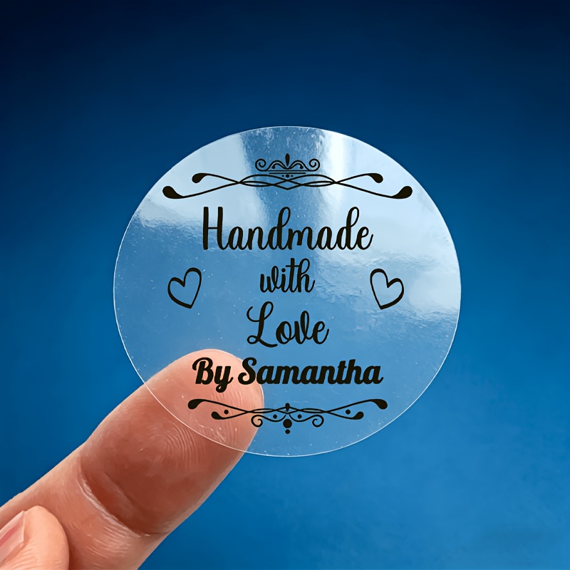 TEMU 100 pièces d'autocollants personnalisés à de cœur, étiquettes transparentes DIY cœur et fleur, autocollants transparents avec lettres cursives