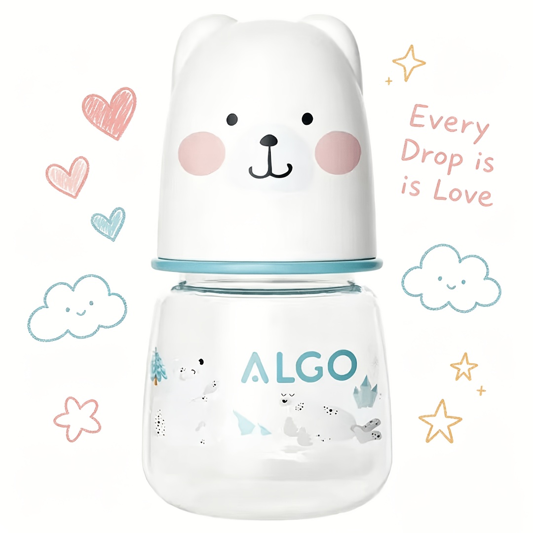 60ml Soft Cute Bear Baby Bottle, Food-Grade & Drop-Proof