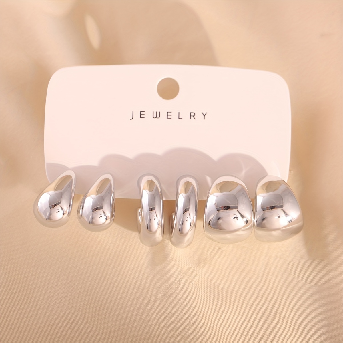 12pcs Teardrop & C Shaped Earring Set Chunky Acrylic & Iron Studs Parties Casual