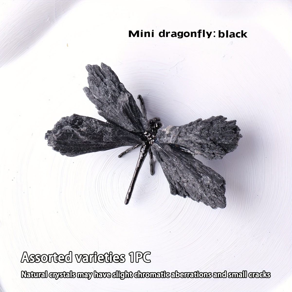 Image of 1pc Random Colour Natural Black Stone Dragonfly Spar Crafts Ornaments Crystal Room Decoration Valentine Day Mother Day Gift Loose Gemstones