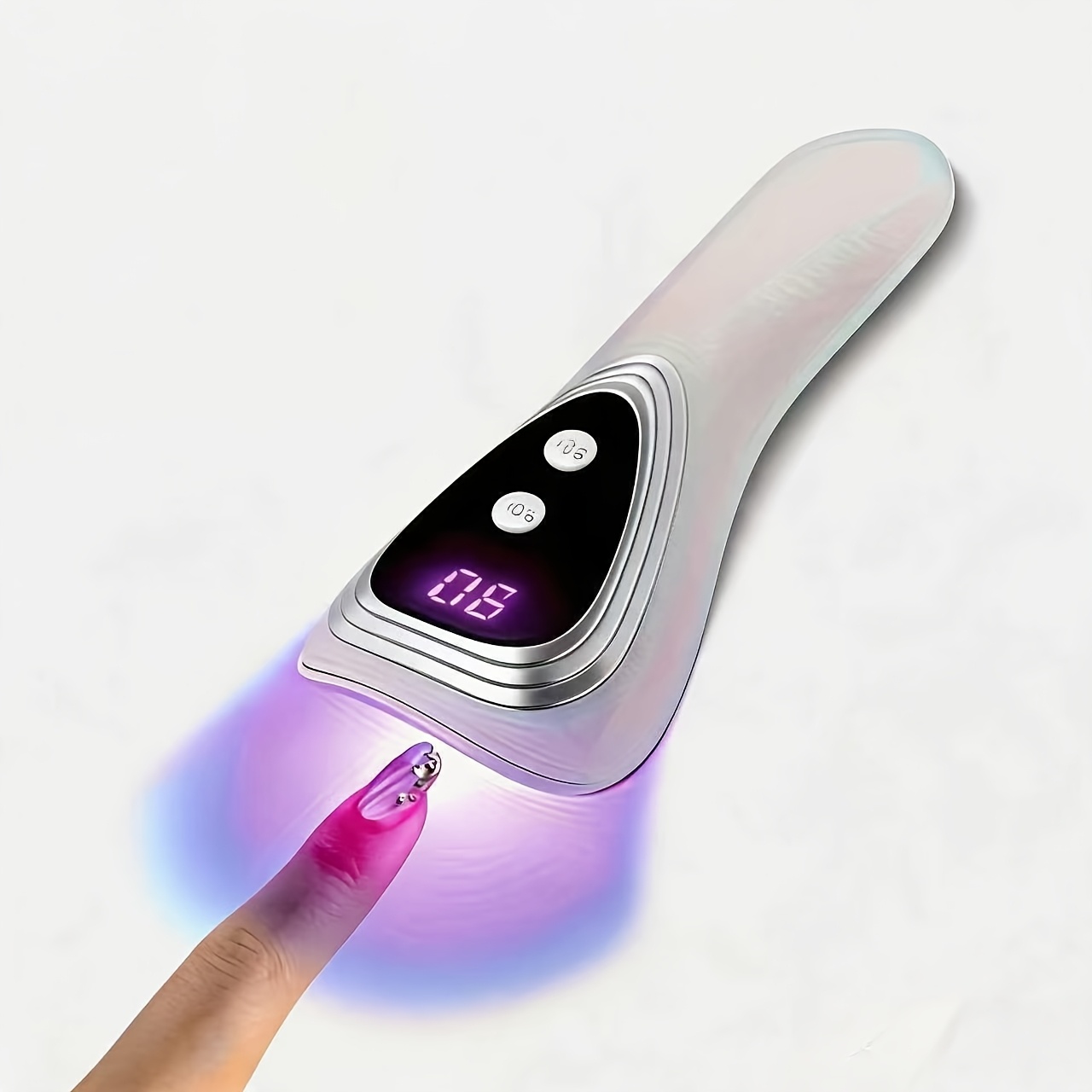 Image of Hotu Portable Rechargeable Led Nail Dryer Lamp - Handheld Mini Gel With Digital Display, For , Usb Charging, White, Gel Polish Dryer | Modern Nail Lamp | Glossy End, Nail Gel