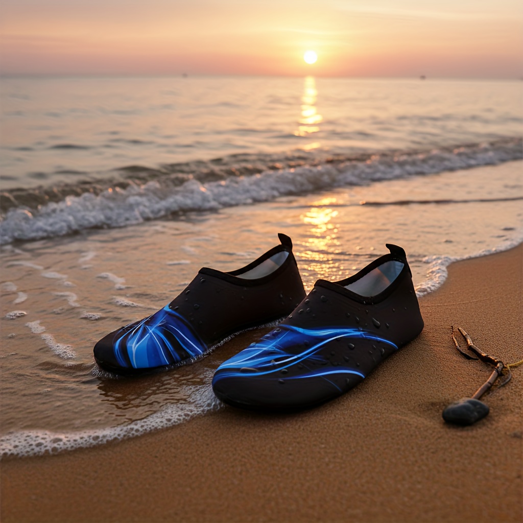 Image of 1 Pair Quick- Shoes For Swimming Surfing Yoga - Lightweight Tpr Sole, Breathable Fabric Upper, Beach & Pool Shoes For