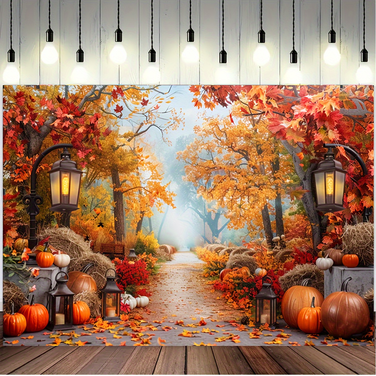 

Vinyl Backdrop - Pumpkin & With Street Lights, Thanksgiving, Birthday, Shower & Photography