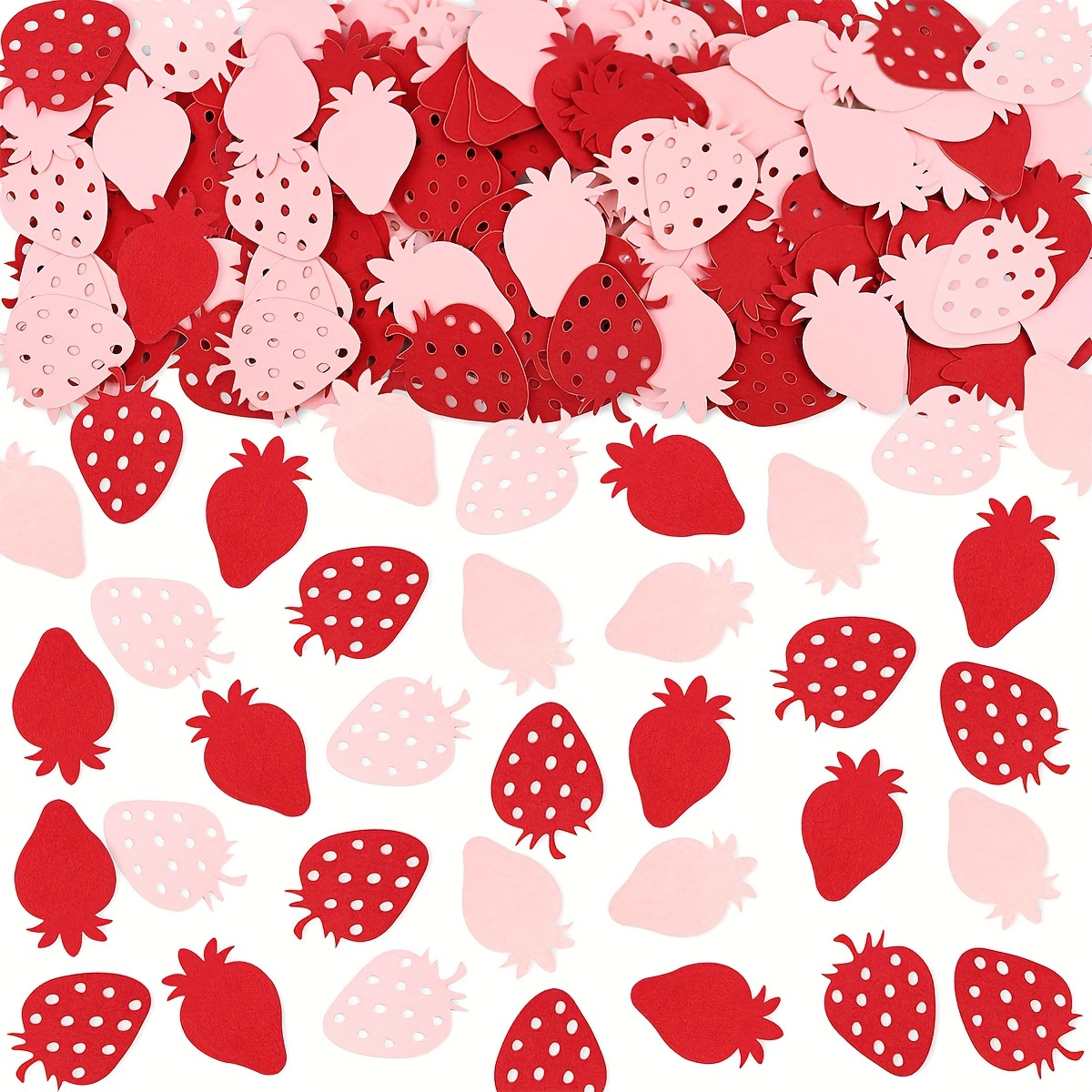 

100pcs Paper Strawberry Confetti, , For Birthday, Wedding, Baby Shower, Festive Table Decorations