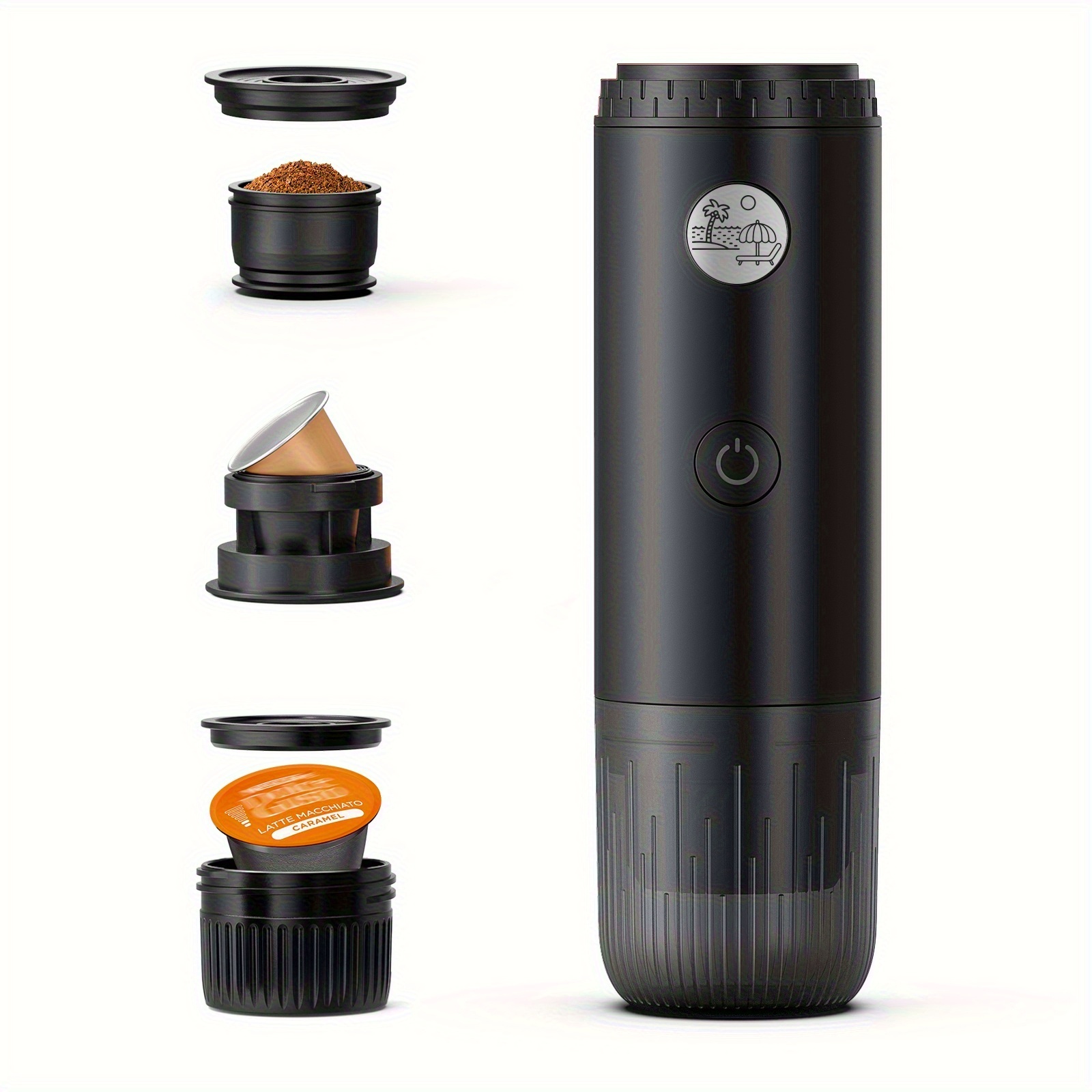 Image of Portable Machine, Travel Coffee Maker For Camping, Car Coffee Maker Self-heating With Ground Coffee & Ns Capsule & Dg Capsule For Rv, Hiking, Office