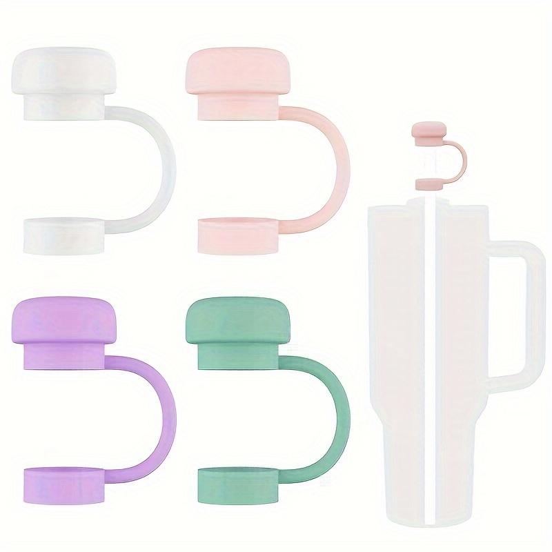 

4pcs Silicone Straw Covers In White, Purple, Pink - Dust-proof, Reusable Caps For 20-40oz Tumblers And Travel Mugs - Drinkware Accessories