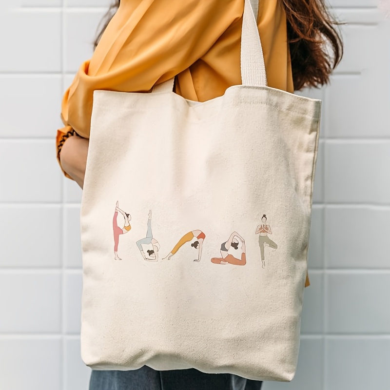 E-shop ., Elegante Yoga- Winter Weihnachten Low Canvas Handtasche, Wiederverwendbare Einkaufstasche, Multifunktionale Doppelseitig Bedruckte Handtasche