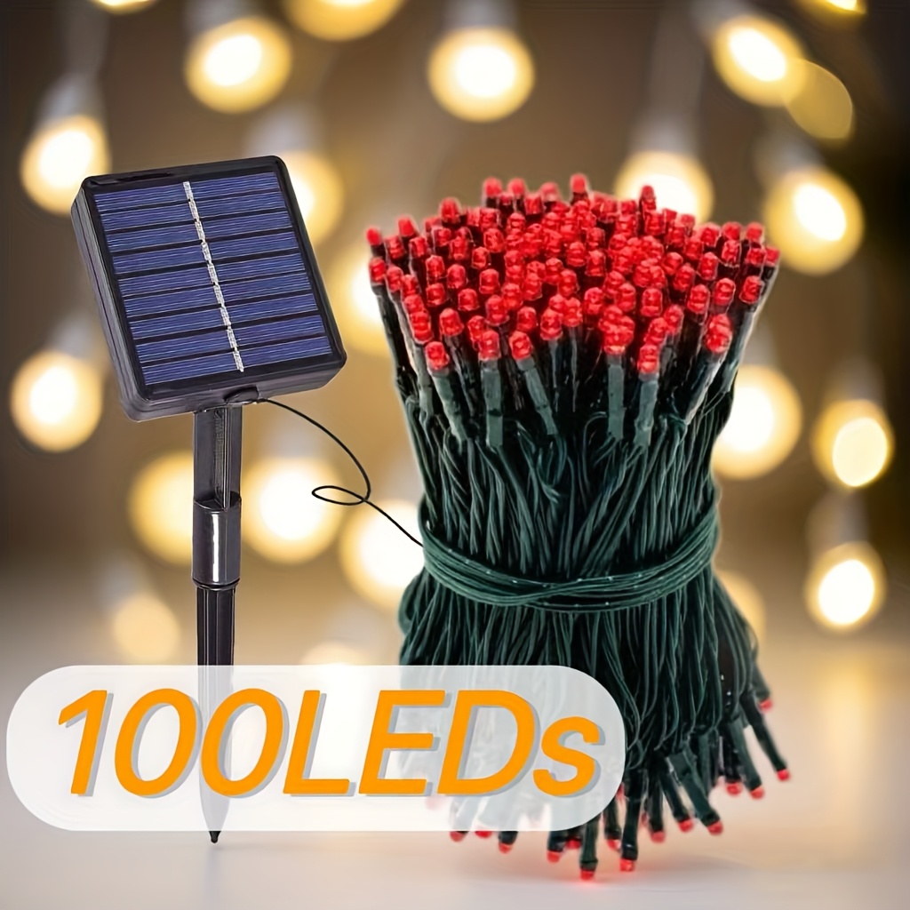 TEMU Guirlande lumineuse solaire extérieure à batterie lithium, 11 couleurs au choix, pour les balustrades, piliers, troncs d'arbres, cours, pelouses