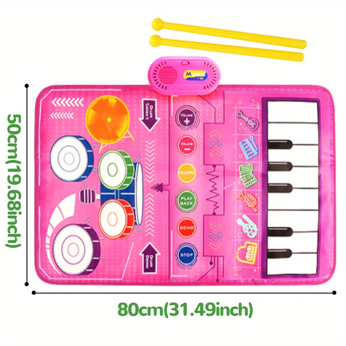 Interactieve Muzikale Piano Mat voor Kinderen - Educatief Keyboard met Kleurgecodeerde Toetsen, Levendige Muzieknoten & Symbolen, Zachte Polyester Stof - Afbeelding 2