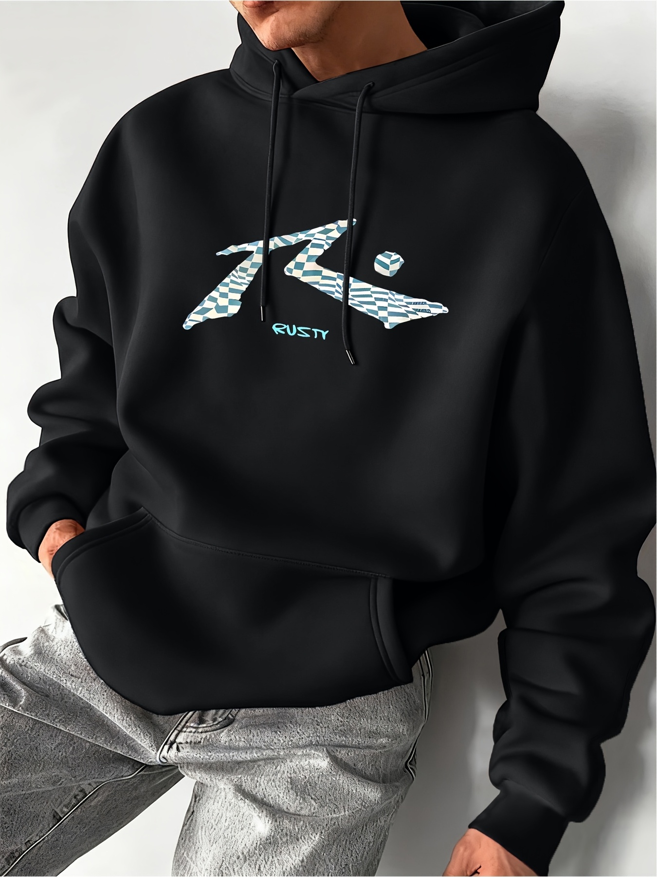 rusty mens street fashion sweat front individual print hooded sweater hip hop style hooded top suitable for autumn and winter   casual versatile mens long sleeve with draw unisex 2026 couple sweater hoodies