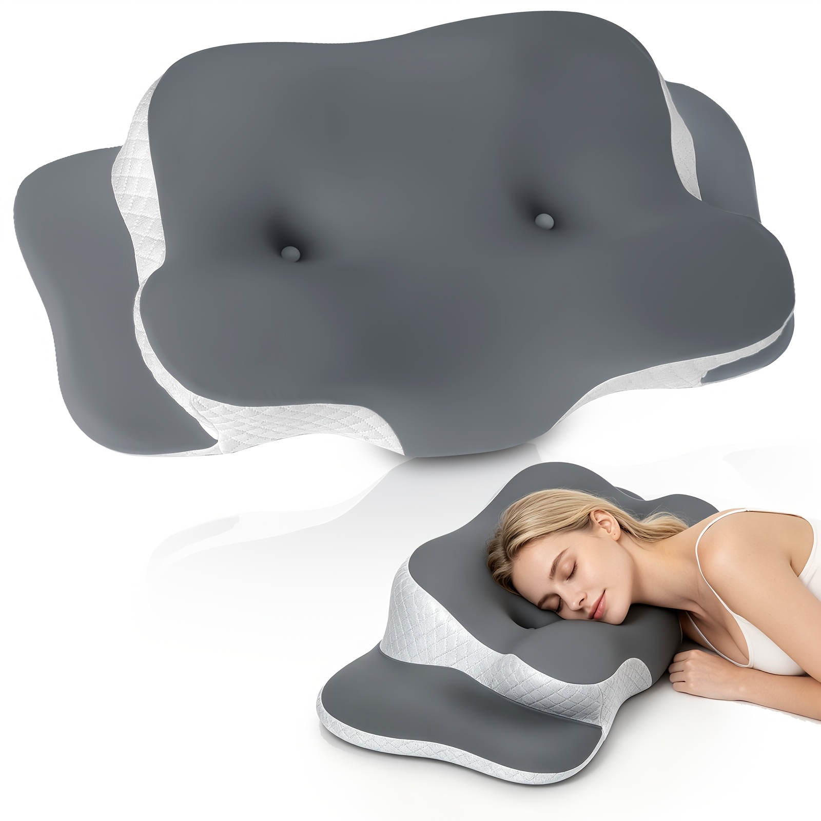 Ergonomic Cervical Pillow, Cooling Removable Washable Cover, High Density Support Pillow For Back, Side, And Stomach Sleepers, Perfect Healthy Gift For All Ages, 58.5×30cm