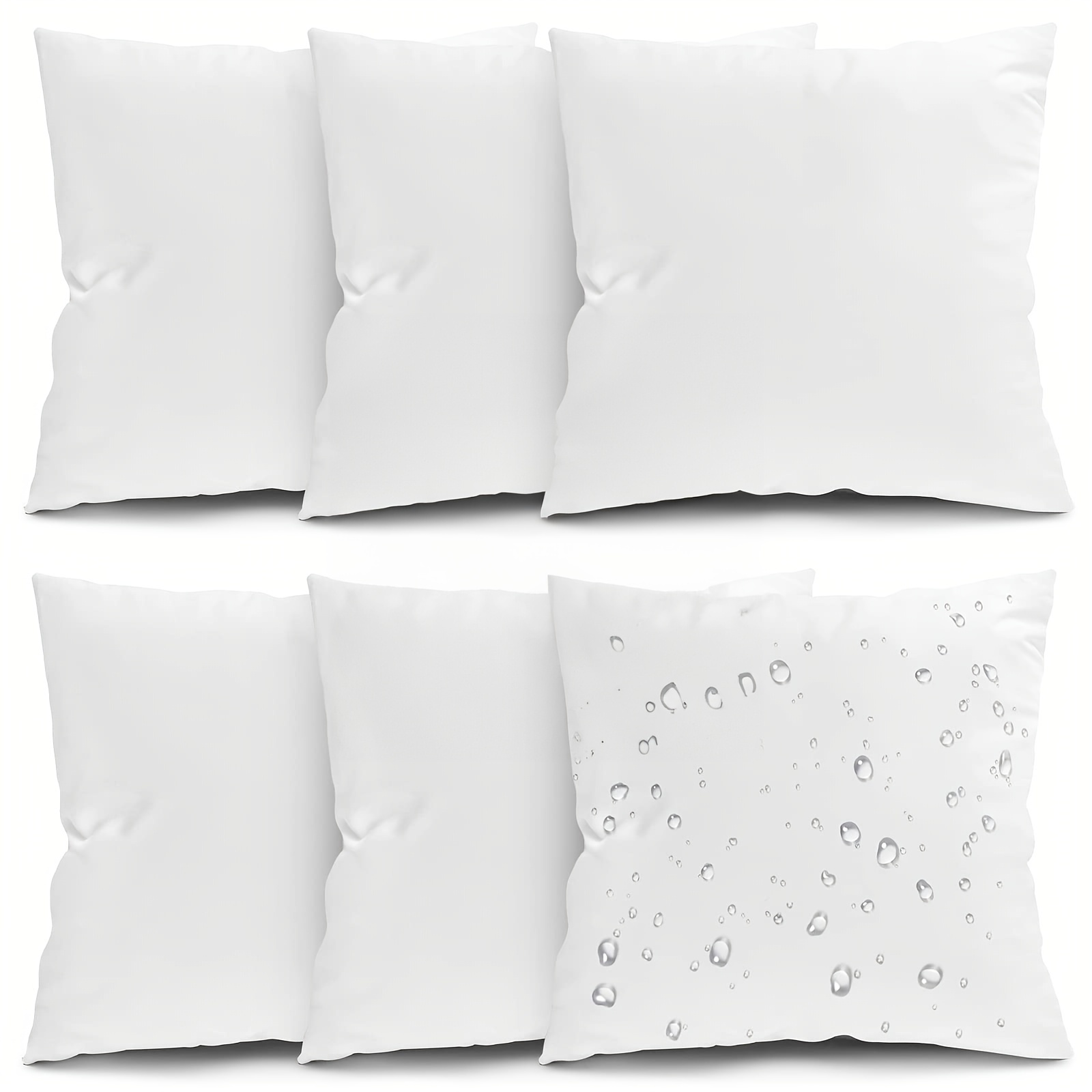 

Superlele 6 Set Outdoor Pillow Inserts, Waterproof Decorative Throw Pillows Insert, Square Pillow Form For Patio, Furniture, Bed, Living Room, Garden, White