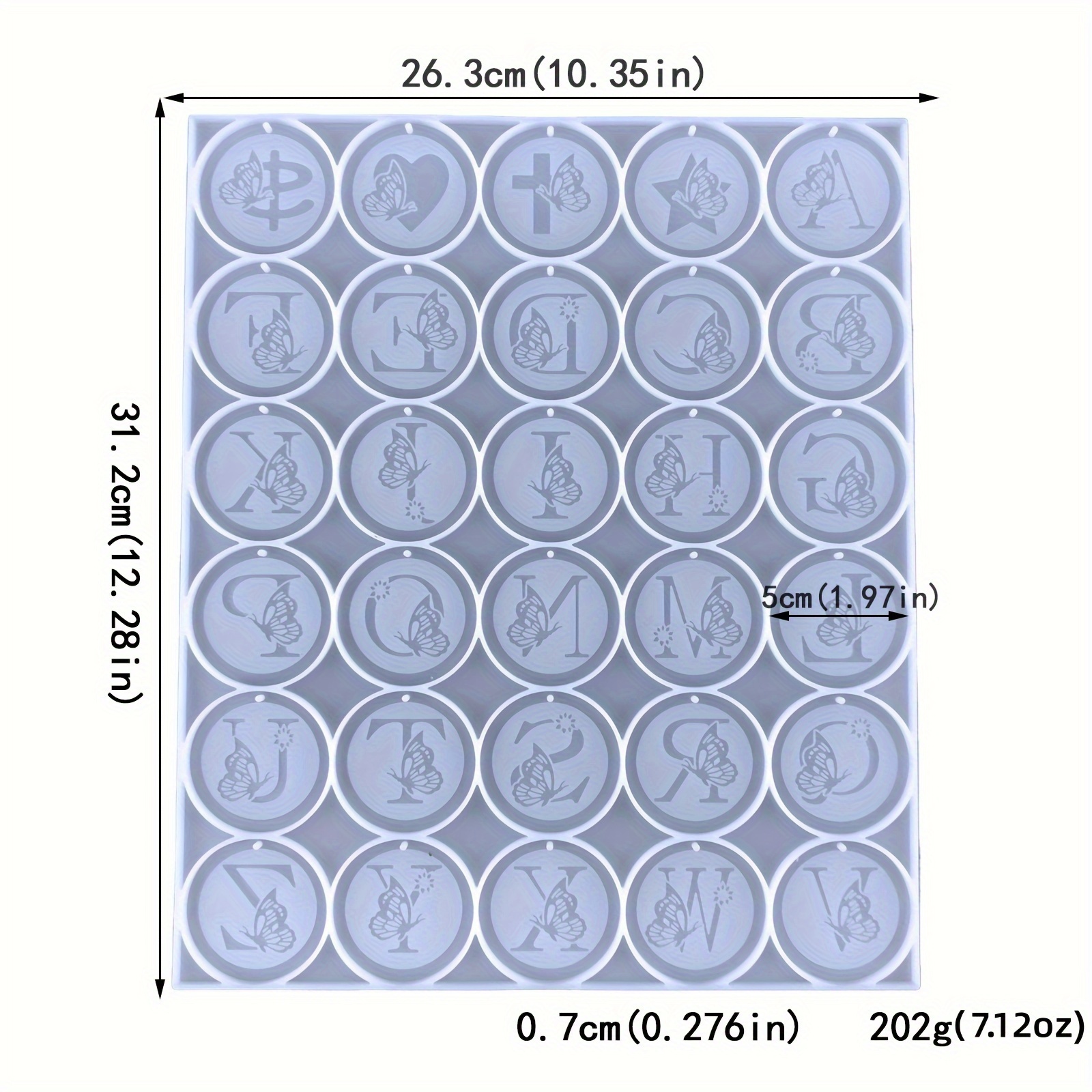 Silicone Mold For Circular Letter With And Heart Designs