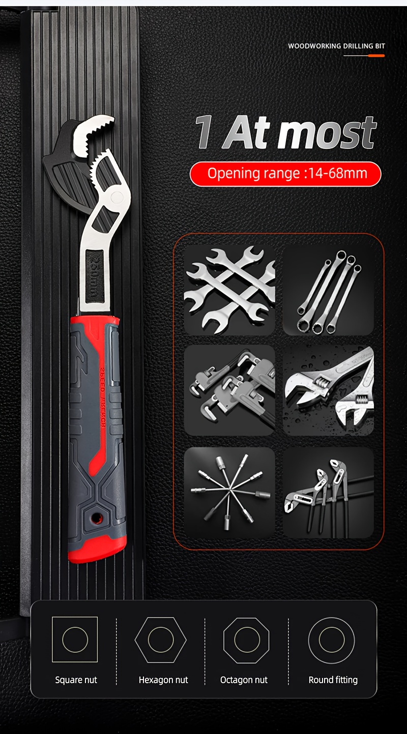 self locking multi function wrench 6 8 10 12 inch chrome vanadium steel wear resistant anti slip handle mechanical operation no battery required for home   Product details 2