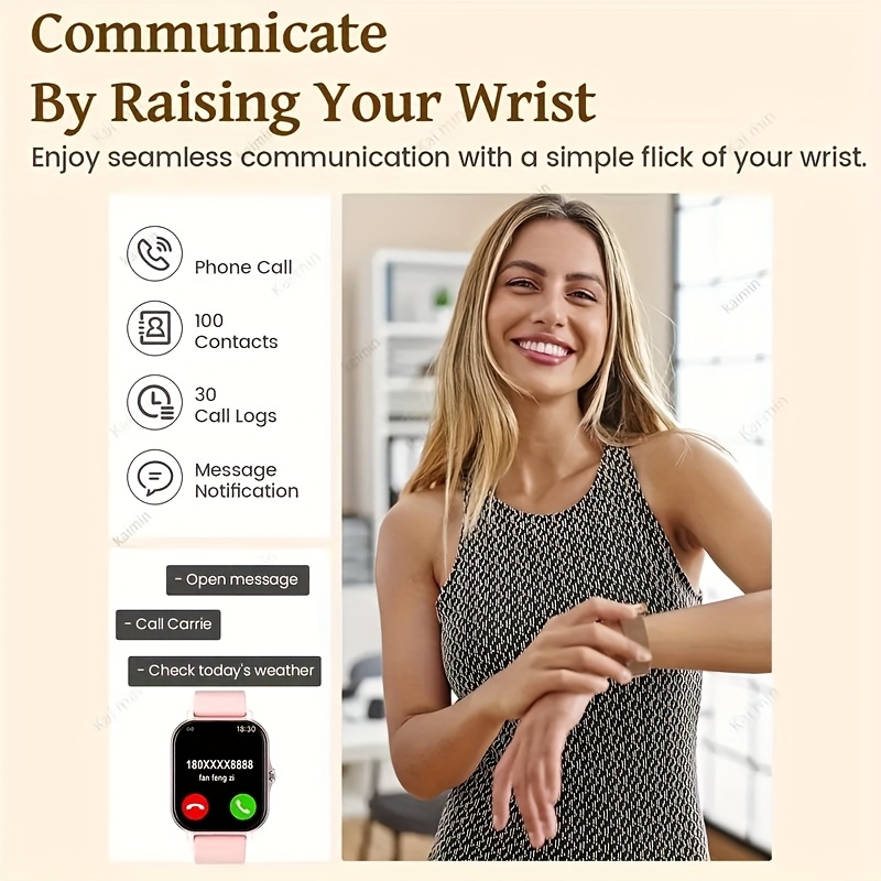 1 83 inch high definition full touch smartwatch for 2025 with call pedometer calorie multiple exercise compatible with iphone and android usb charging pink fitness tracking watch modern dial suitable for android smartphones details 3