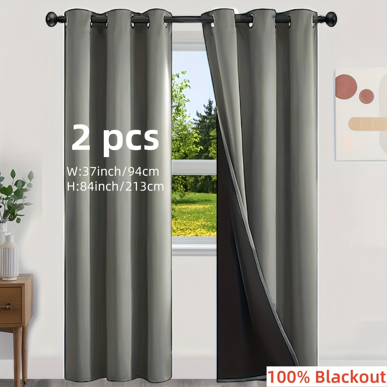 

2pcs Set Minimalist Blackout Curtains - Solid Color, Thermal Insulated With Grommet Top For Easy Hanging - Bedroom, Living Room, Kitchen & Bathroom Decor