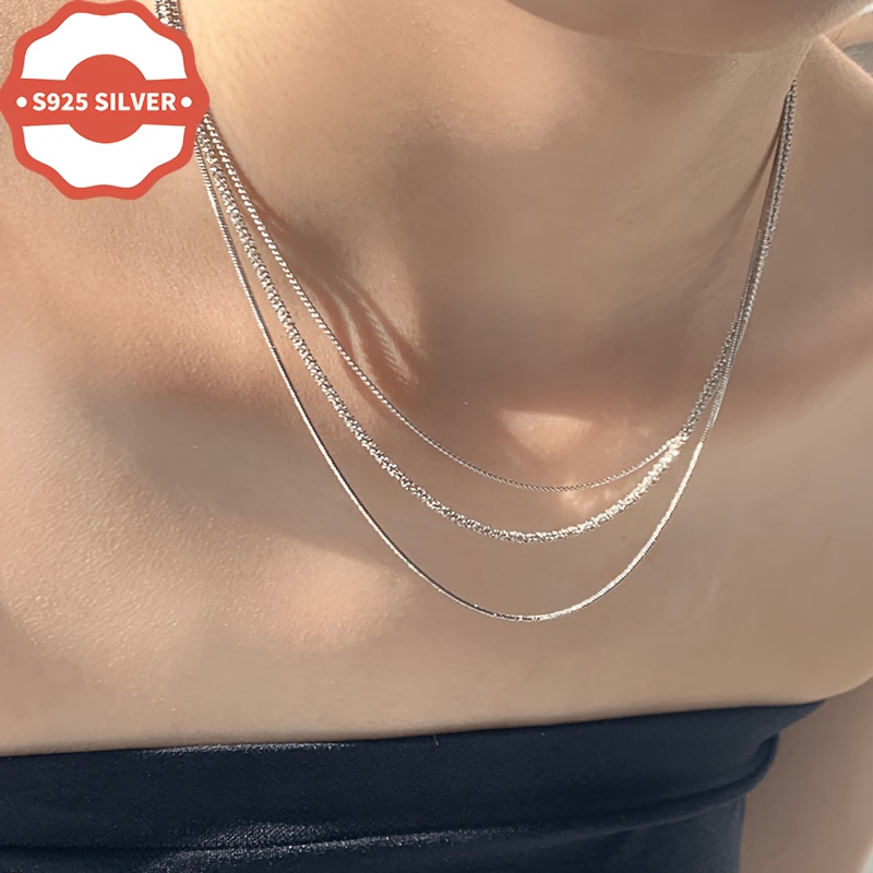 925 Hypoallergenic Gypsophila Stackable Snake Chain Necklace