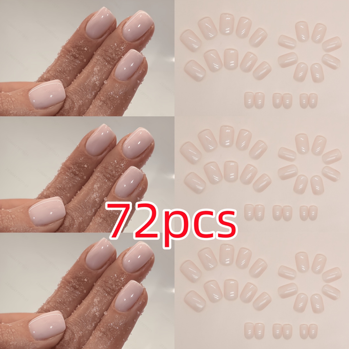 TEMU 72 uñas postizas cuadradas cortas de color nude para pegar, uñas postizas modernas y sencillas, adecuadas para mujeres y para el trabajo, citas,