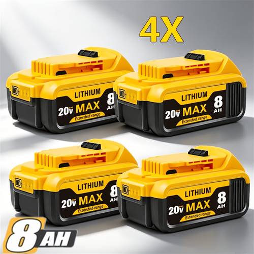 item picture 2 4 pack 8ah 20v replacement li for dewalt cordless power tool rechargeable battery packs for dewalt dcb200 dcb204 dcb206 dcb201 dcb203 dcb181 dcb180 20v dcb200 dcd dcf dcg series power tools