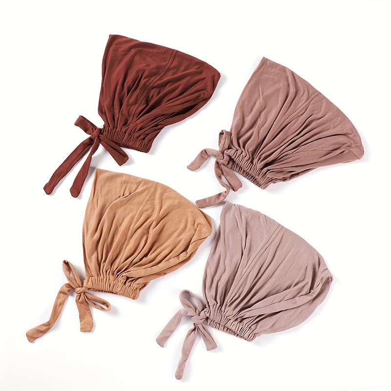 TEMU 4 Sets Of Modal Hijab Caps And Inner Scarves, Solid Color Headscarves For Layering, Perfect For Ramadan Celebrations