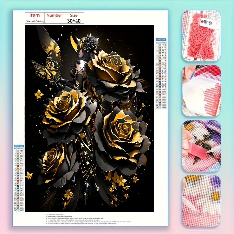 

Art, Dark Gold Rose, Series 2024 All Diamond Mosaic 5d Diy - Kit Art Home Decoration
