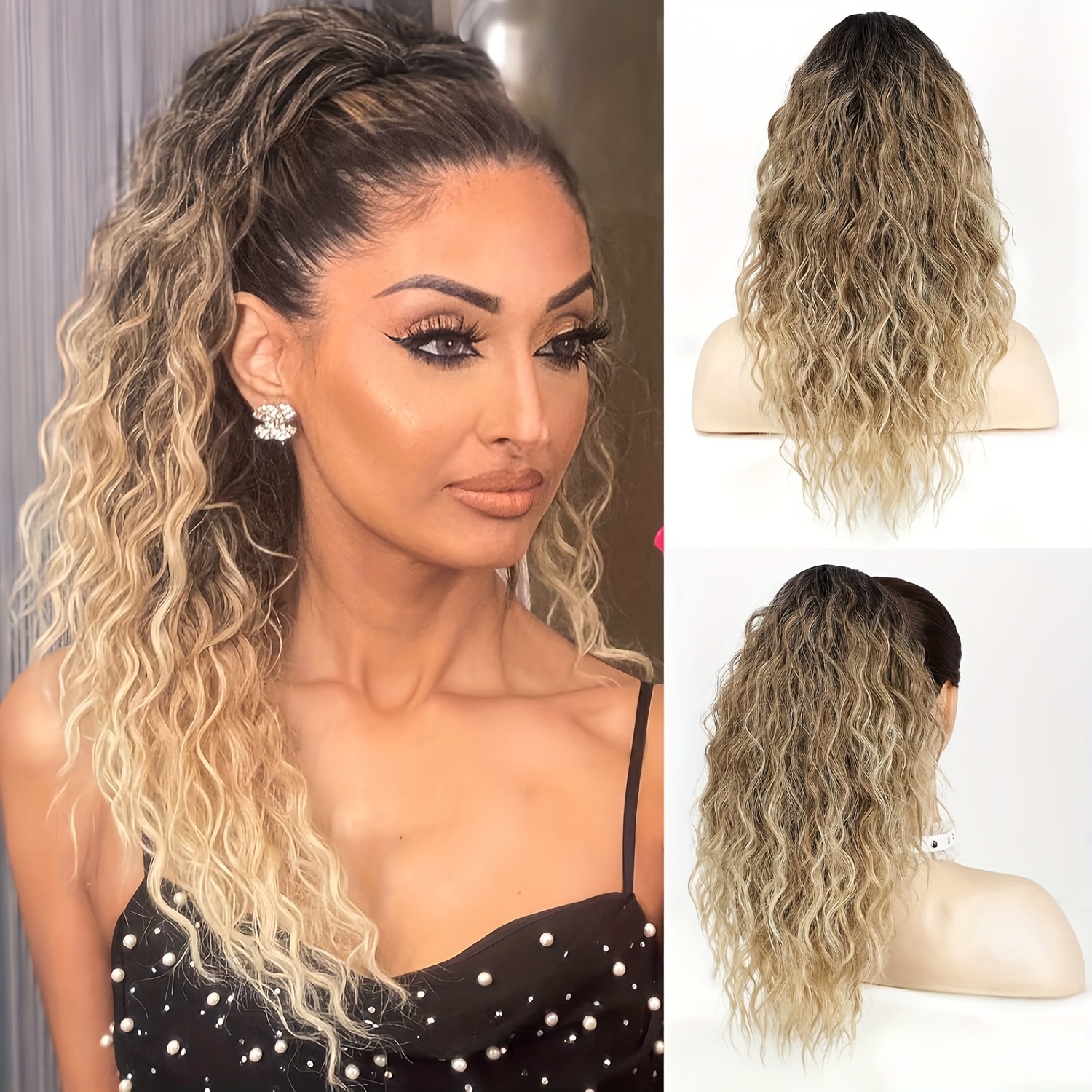 16-inch Long Wavy Ponytail Extension With A Claw Clip For Women, Made Of Synthetic Hair, Wear (brown)